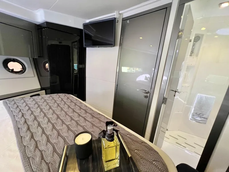 Slide: The Image of Luxurious interior of 2025 Schaefer 400 Sport yacht with modern amenities. - 14