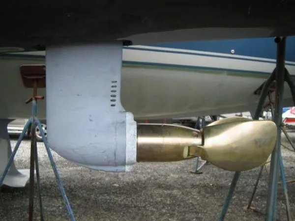 Slide: The Image of Propeller and rudder of 1979 Palmer Johnson New York 40 Sloop on dry dock. - 36