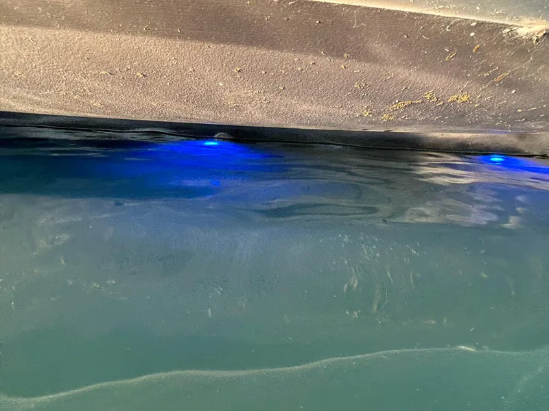 Slide: The Image of Underwater view of 2002 Carver 396 Aft Cabin MY with blue lights. - 40