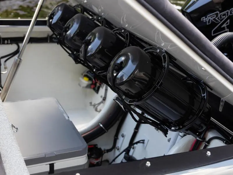 Slide: The Image of 2024 Velocity VR1 engine compartment with black components and sleek design. - 5