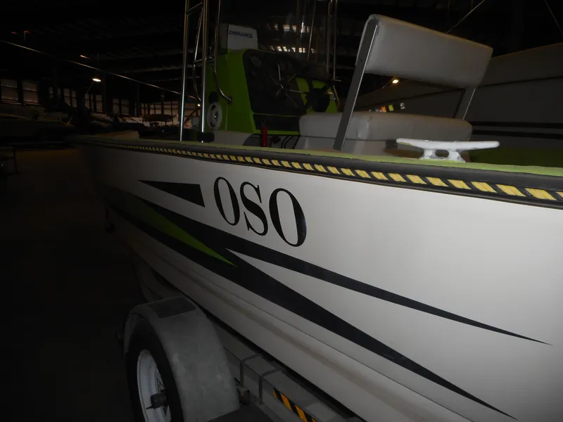 Slide: The Image of 1994 Hydra-Sports OSO Center Console boat in storage. - 10