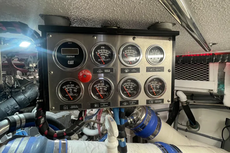Slide: The Image of Engine room control panel of 1997 Hatteras 65 Convertible yacht. - 50