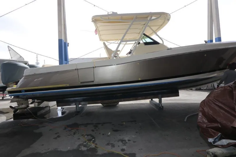 Slide: The Image of 2017 Chris-Craft 35 Catalina boat on dry dock for maintenance. - 13