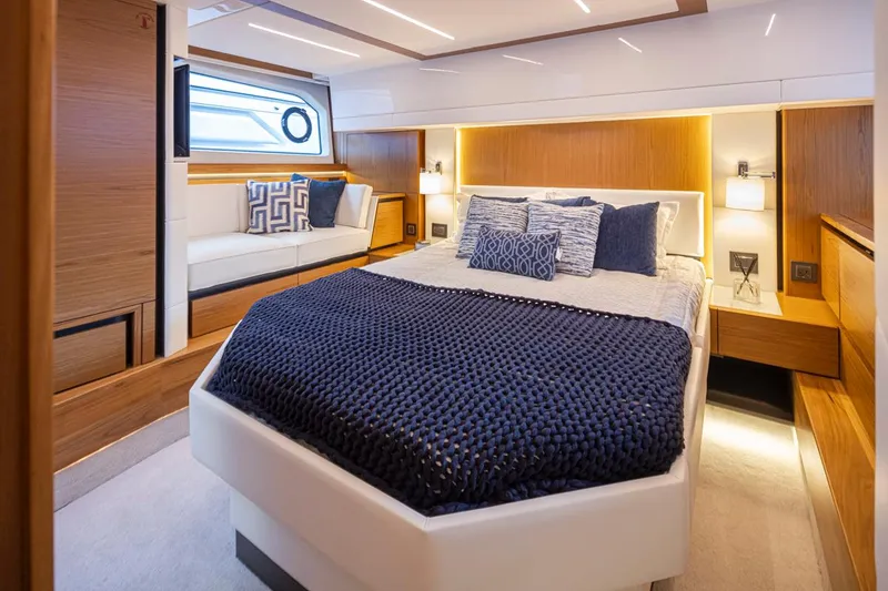 Slide: The Image of Luxurious bedroom interior of 2023 Tiara Yachts 49 COUPE with modern design. - 37