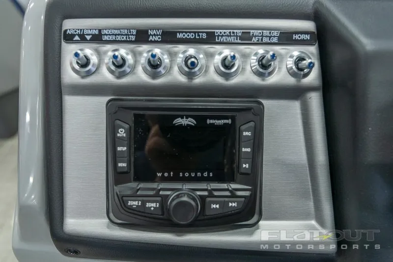 Slide: The Image of Control panel of a 2022 South Bay 525 RS 3.0 Arch 250HP boat. - 17