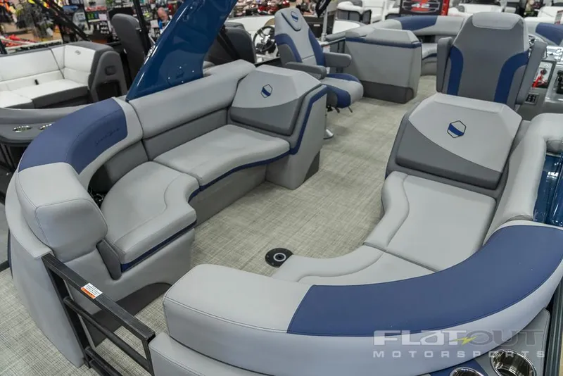 Slide: The Image of 2022 South Bay 525 RS 3.0 Arch 250HP pontoon boat interior with luxurious seating. - 27