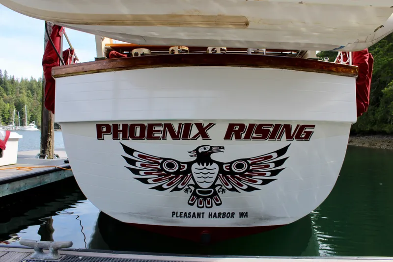 Slide: The Image of Sailboat "Phoenix Rising" docked, Skookum 53, 1981, Pleasant Harbor, WA. - 7