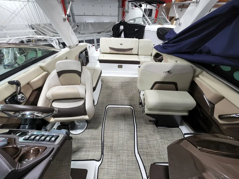 Slide: The Image of 2015 Monterey 268 Super Sport BR interior with luxurious seating and modern design. - 8