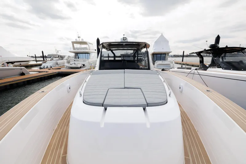 Slide: The Image of 2024 Pardo Yachts 43 luxury yacht docked at marina. - 32