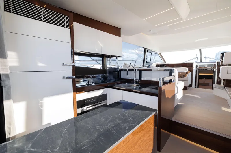 Slide: The Image of Luxurious interior of the 2026 Prestige 520 yacht. - 21