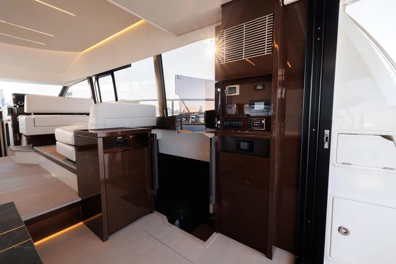 Slide: The Image of Luxurious interior of Prestige 520 yacht, model year 2026. - 22