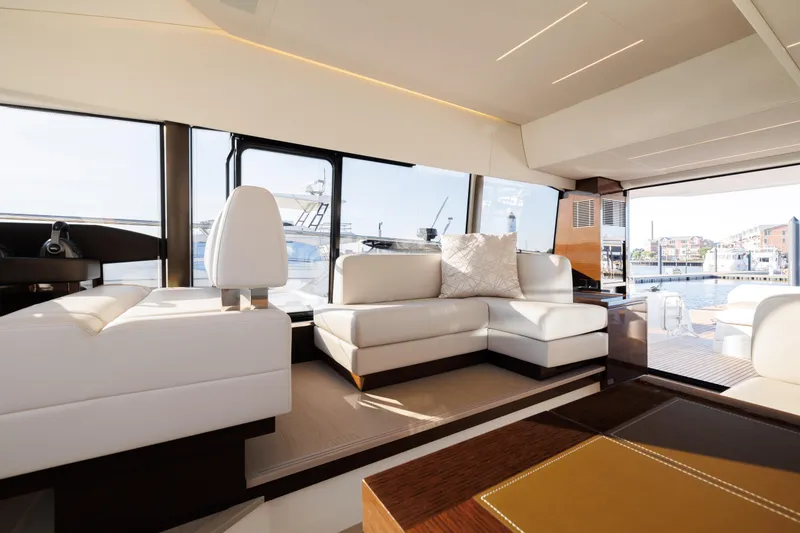Slide: The Image of Luxurious interior of the 2026 Prestige 520 yacht. - 24
