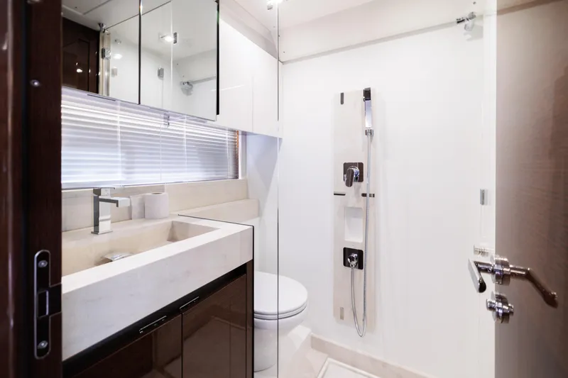 Slide: The Image of Luxurious bathroom in the 2026 Prestige 520 yacht model. - 30