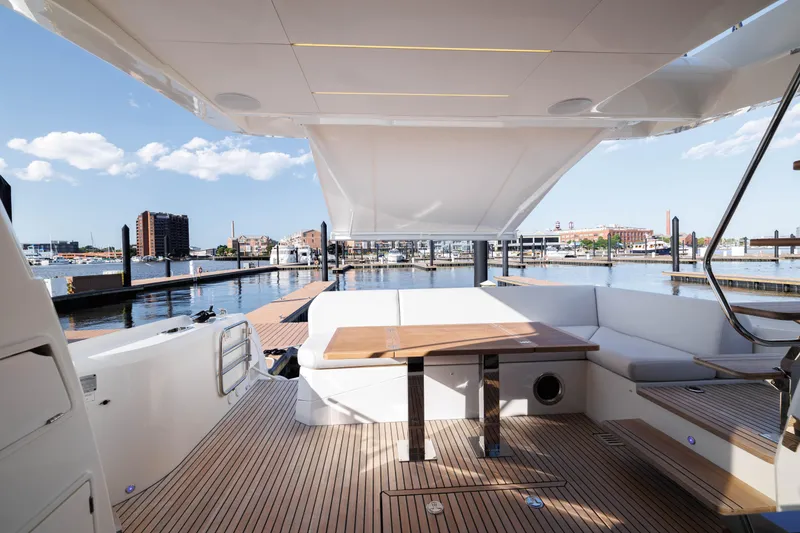 Slide: The Image of Luxury yacht Prestige 520 from 2026 on calm waters. - 36