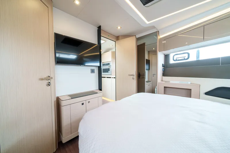Slide: The Image of Luxurious interior of 2024 Jeanneau DB|43 Outboard yacht cabin with modern amenities. - 37