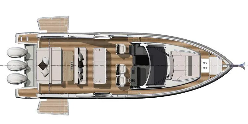 Slide: The Image of 2024 Jeanneau DB|43 Outboard boat, top view, spacious deck layout. - 50