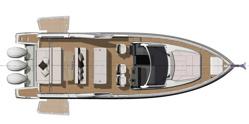 Slide: The Image of Top view of 2025 Jeanneau DB|43 Inboard luxury yacht layout. - 13