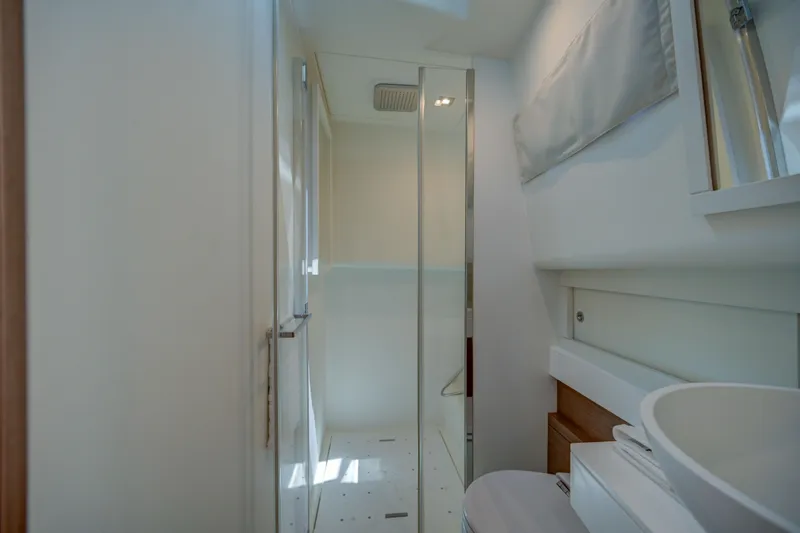 Slide: The Image of Modern bathroom in 2025 Pardo Yachts 50, featuring sleek shower and contemporary fixtures. - 13