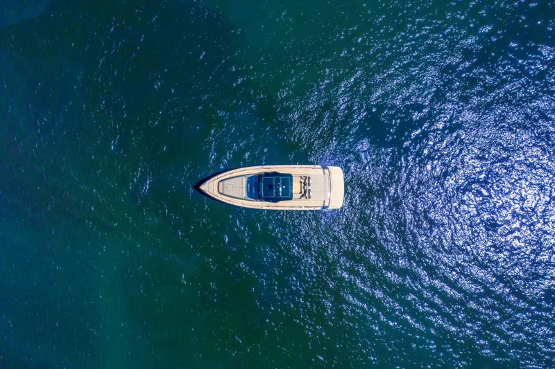 Slide: The Image of Aerial view of 2025 Pardo Yachts 50 on open water. - 2