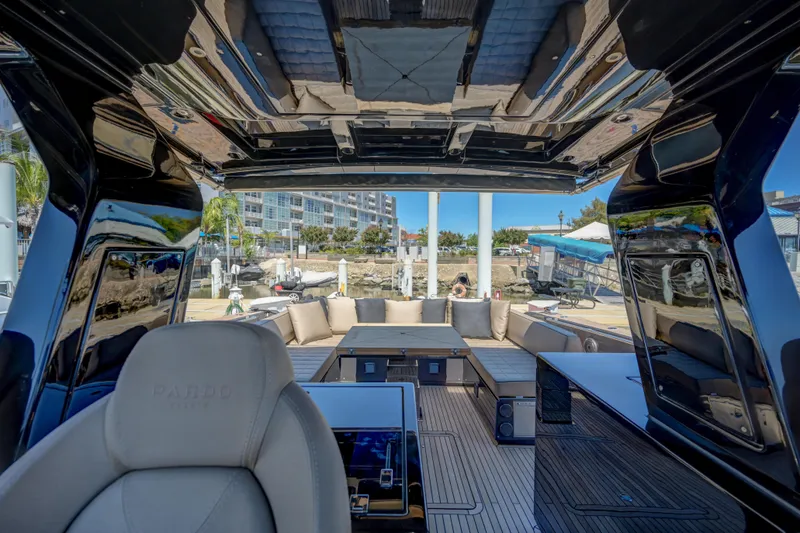 Slide: The Image of Luxurious 2025 Pardo Yachts 50 with spacious deck and modern seating area. - 26
