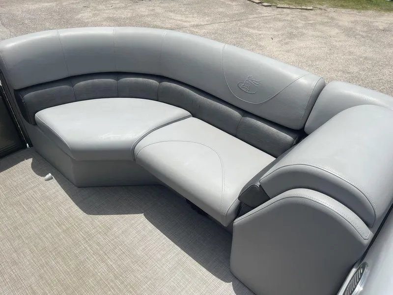 Slide: The Image of 2016 Misty Harbor Biscayne Bay CU 2285 boat with grey cushioned seating. - 6