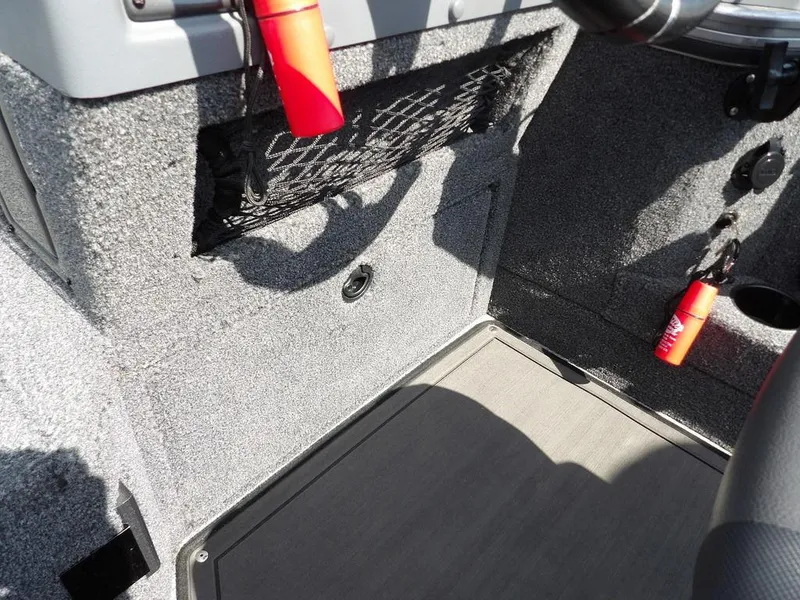 Slide: The Image of Interior of 2019 Lund 1975 Pro V Sport boat with safety equipment. - 23