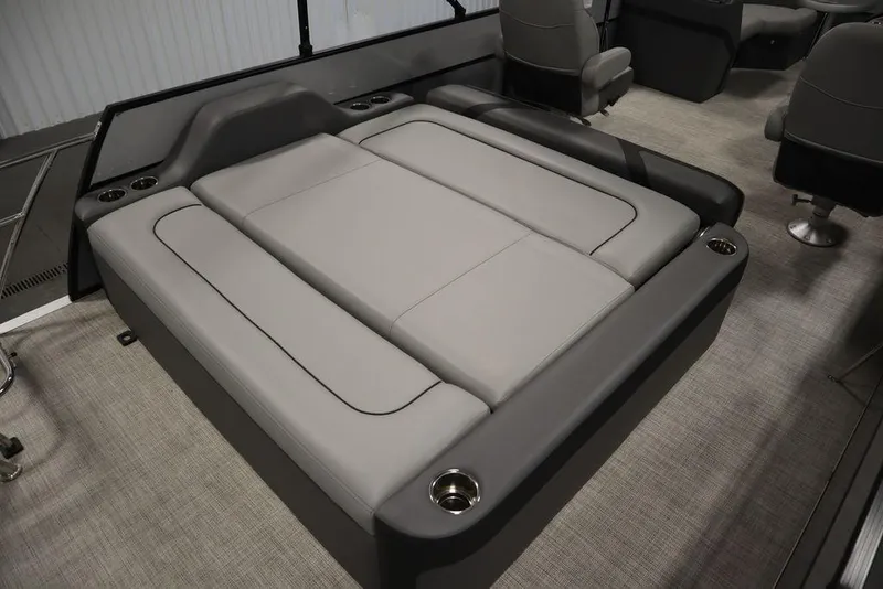 Slide: The Image of 2023 Trifecta 24UL CS 2.75 boat interior with luxurious seating and cup holders. - 45