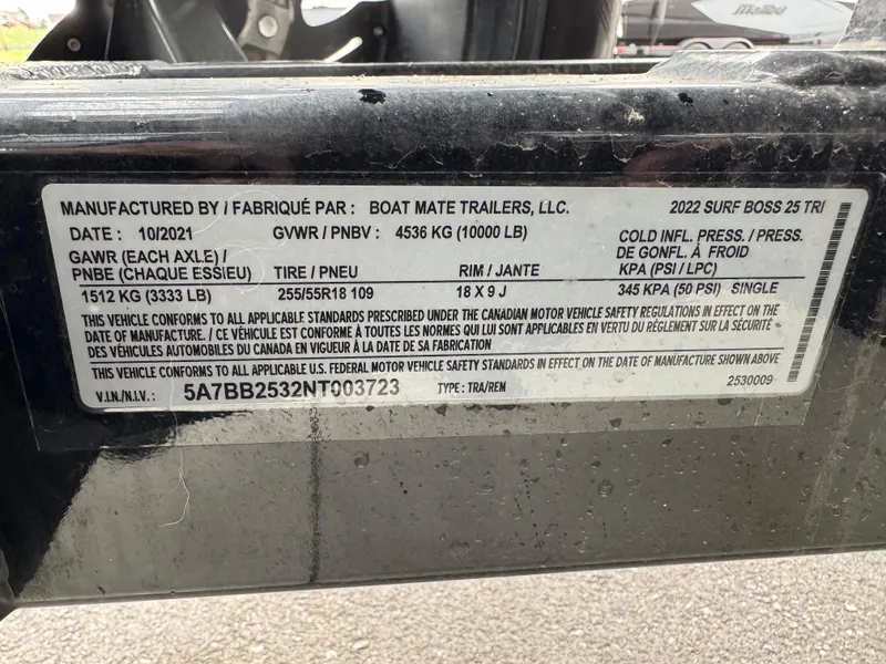 Slide: The Image of Montara SURF BOSS 25 label showing specifications and compliance details, manufactured in 2021. - 19