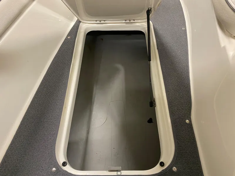 Slide: The Image of 2011 Bayliner 197 boat storage compartment with open hatch. - 21