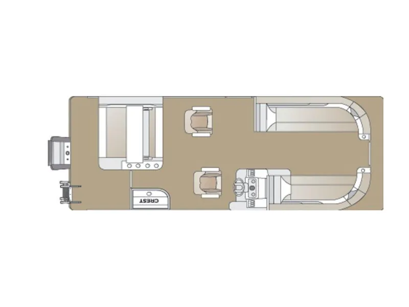 Slide: The Image of Top view of 2022 Crest Classic DLX 240 SLSC boat layout. - 4