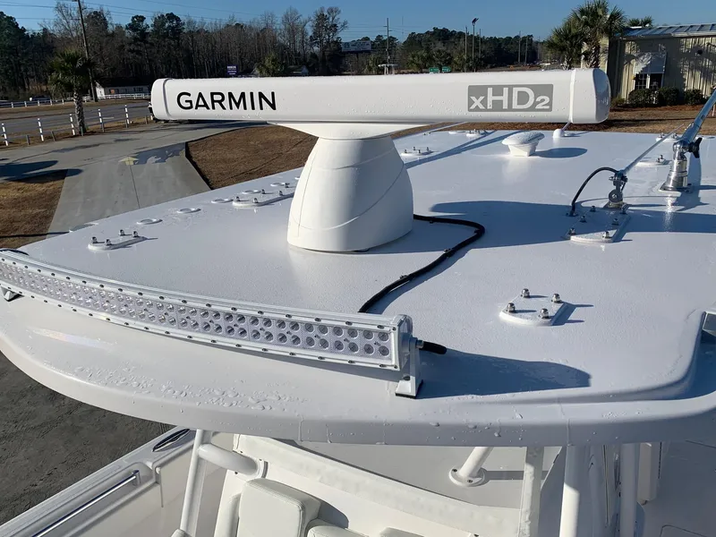 Slide: The Image of 2024 Invincible 33 Catamaran with Garmin xHD2 radar and LED light bar. - 18