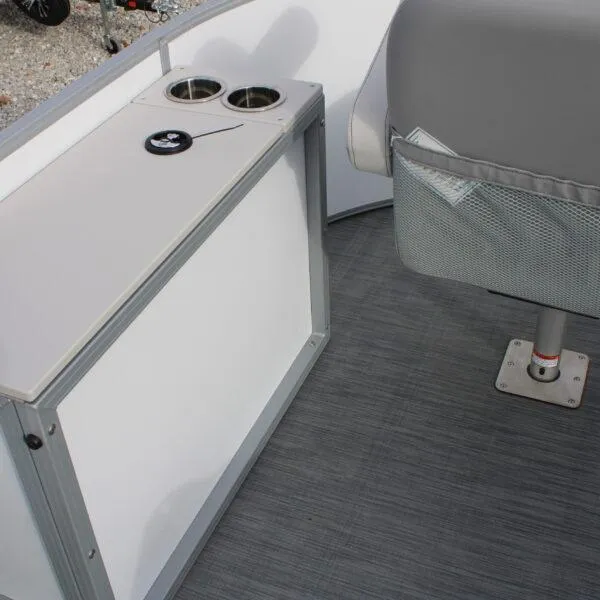 Slide: The Image of 2023 Lowe SF212W boat interior with cup holders and seating. - 9