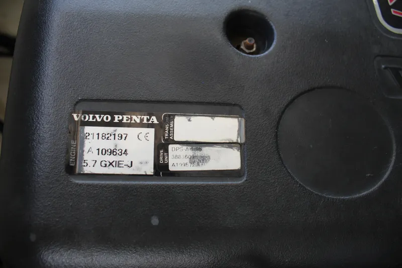 Slide: The Image of Volvo Penta engine cover with serial number, Chris-Craft Corsair 28, year 2010. - 30