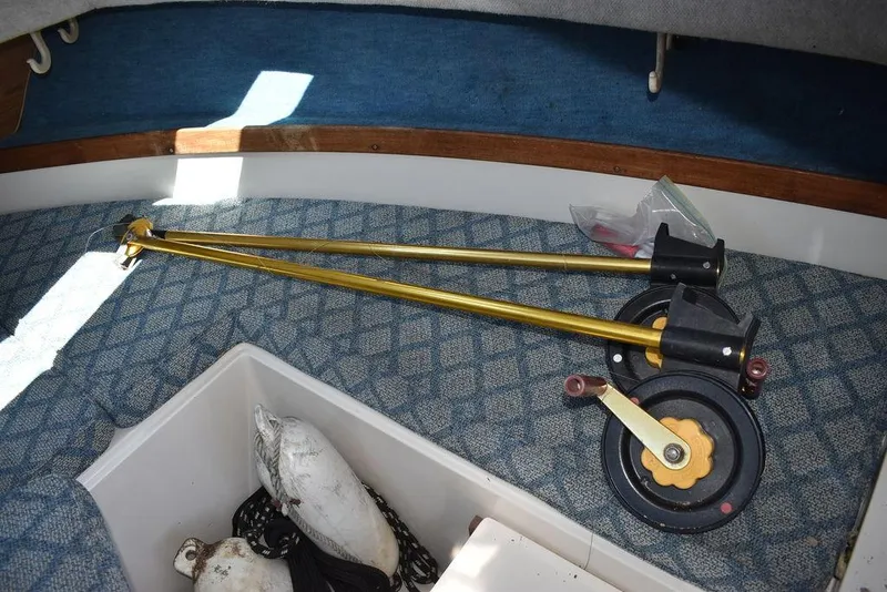 Slide: The Image of Interior of a 1987 Grady-White Offshore 24 boat with fishing equipment. - 45