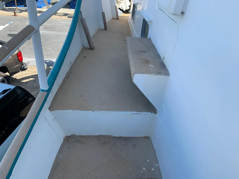 Slide: The Image of Narrow walkway on a 1970 Custom Dive Vessel with steps and railing. - 26