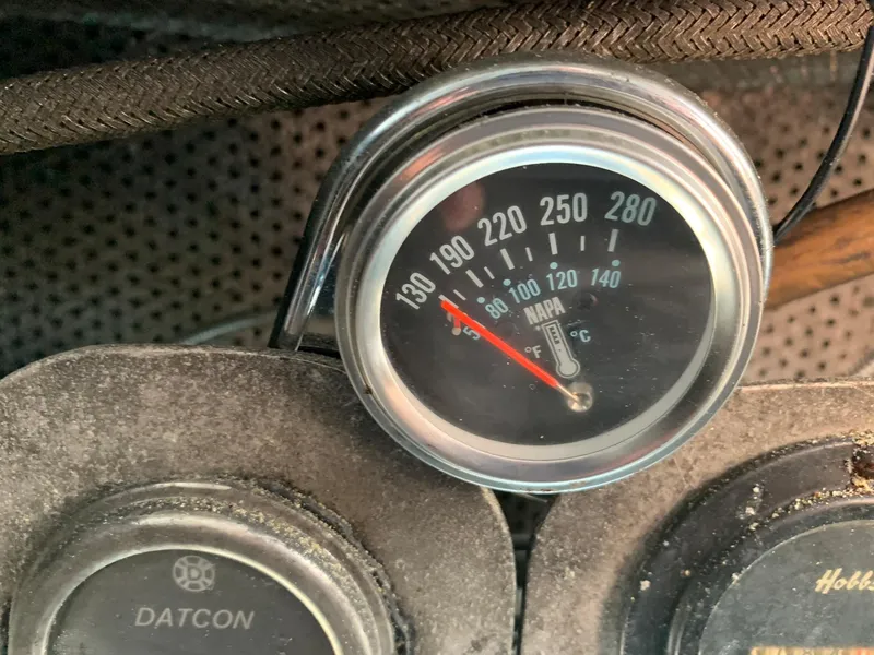 Slide: The Image of Close-up of a temperature gauge on a 1970 custom dive vessel. - 41