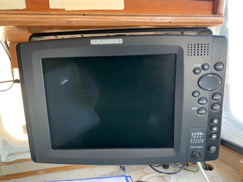 Slide: The Image of Humminbird fish finder on a 1970 custom dive vessel. - 7