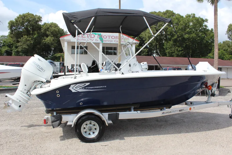 Slide: The Image of 2022 ALK2 Powerboats 18 CRS on trailer with canopy. - 5