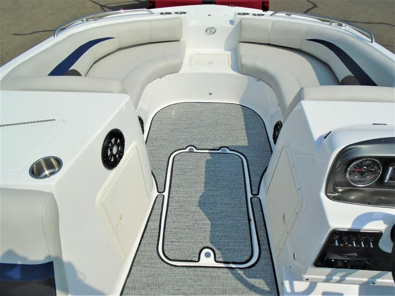 Slide: The Image of 2022 Hurricane SS188 boat interior with cushioned seating and control panel. - 7