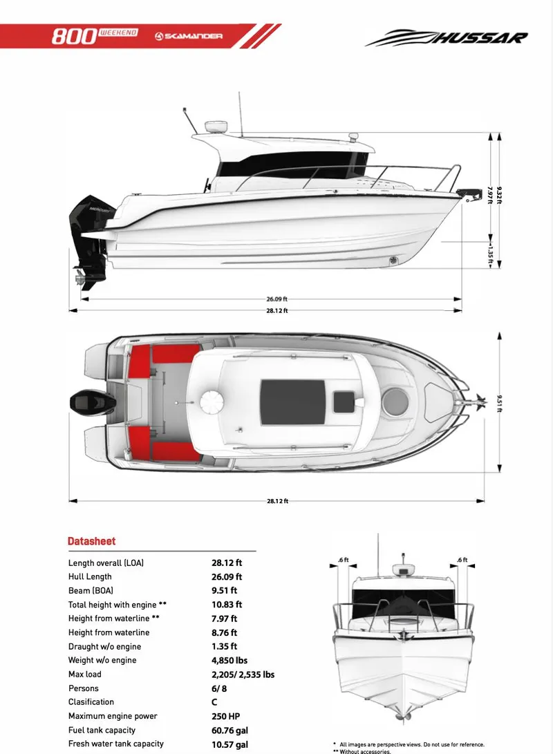 Slide: The Image of Parker Poland 800 Weekend 2022 boat specifications and design schematics. - 22