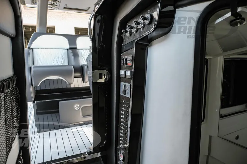 Slide: The Image of Interior of 2025 Nor-Tech 450 Sport boat, featuring sleek design and modern controls. - 45