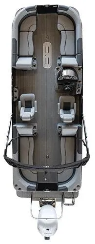 Slide: The Image of 2022 Veranda VR25RC pontoon boat, top view, spacious seating, modern design. - 15