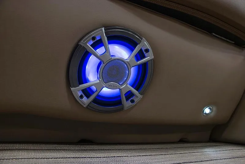 Slide: The Image of 2022 Veranda VR25RC boat interior with illuminated speaker. - 8