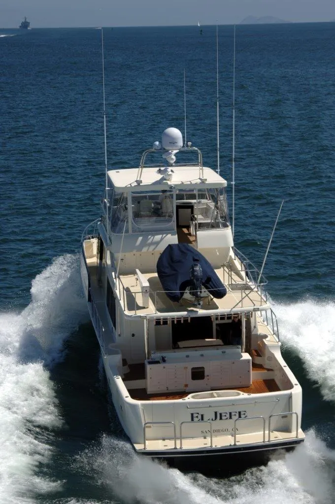Slide: The Image of 2026 Mikelson Nomad Long Range Cruising Sportfish yacht navigating ocean waters. - 5