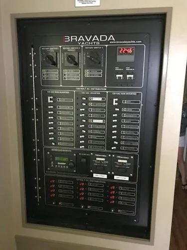 Slide: The Image of Electrical control panel of a 2015 Bravada Why Knot Week 10 yacht. - 16