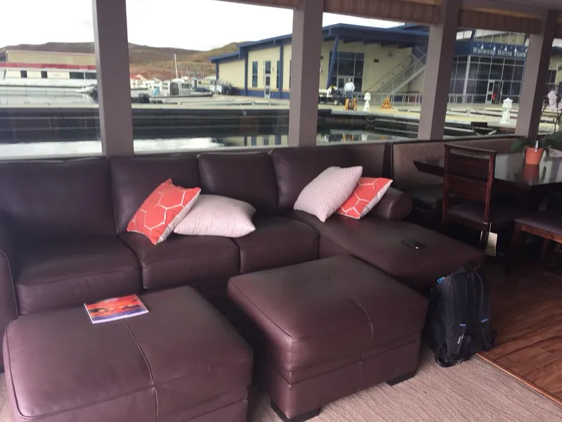 Slide: The Image of Luxurious leather seating area on Bravada Why Knot Week 10 houseboat, 2015 model. - 3