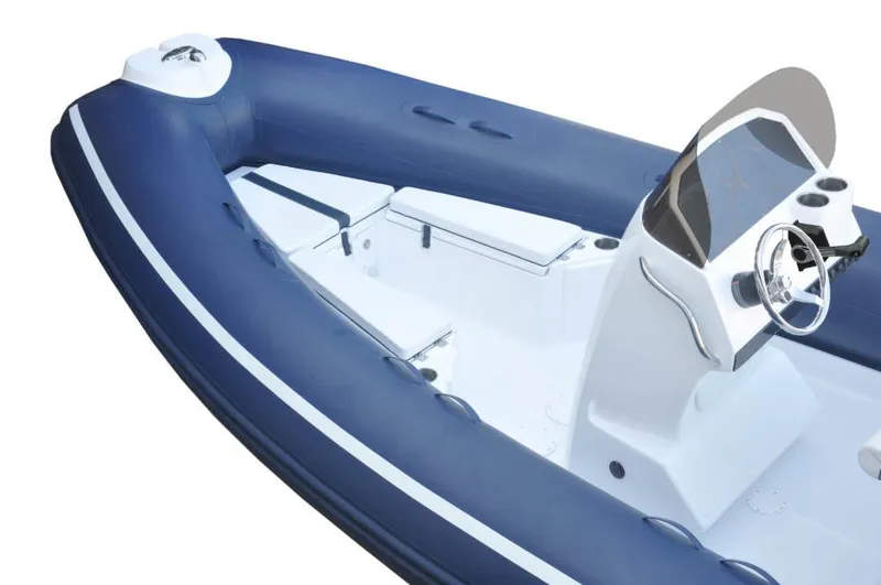 Slide: The Image of 2024 AB Inflatables 21 VST boat with blue inflatable sides and white interior. - 6