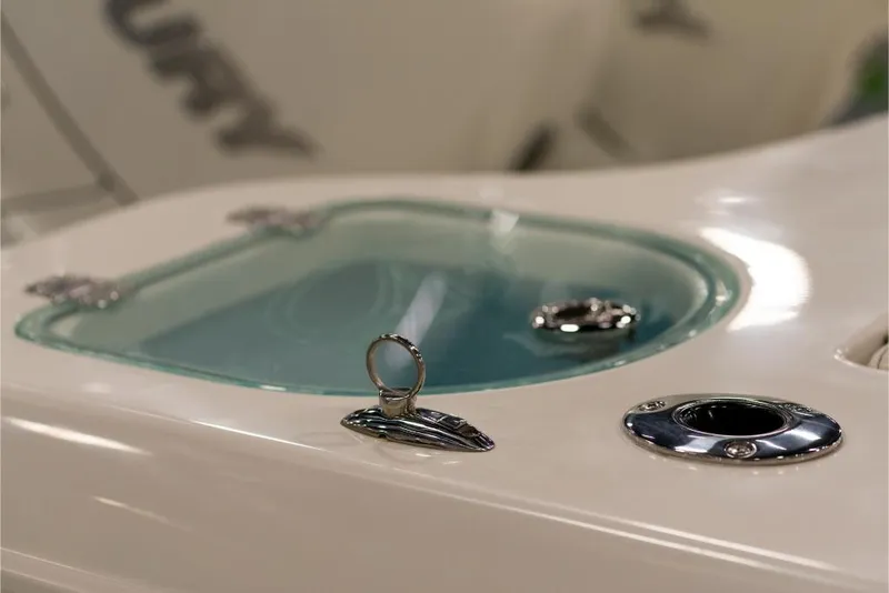 Slide: The Image of Close-up of 2023 Sailfish 316 DC boat's deck hardware and fittings. - 20