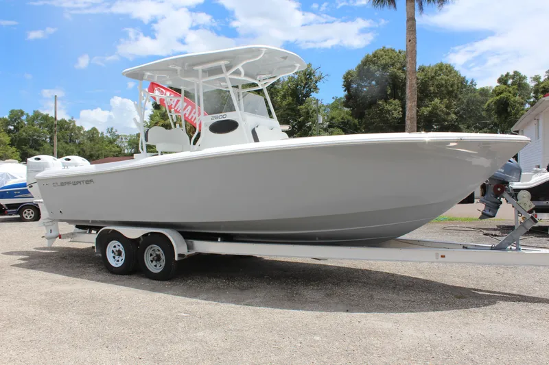 Slide: The Image of 2024 Clearwater 2800 boat on a trailer, ready for sale. - 6
