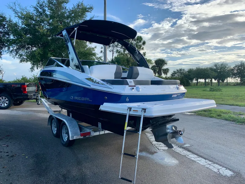 Slide: The Image of 2016 Regal Fastrac boat on trailer, ready for transport. - 21